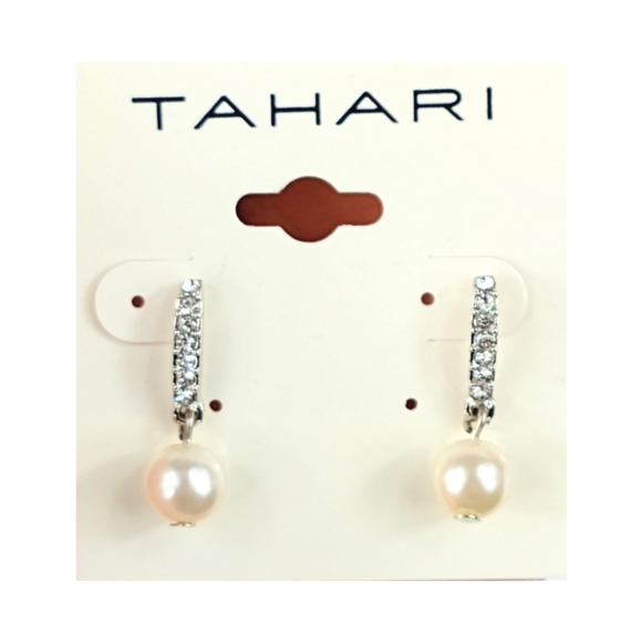 Tahari Jewelry - NWT TAHARI Pearl And Rhinestone Drop Earrings